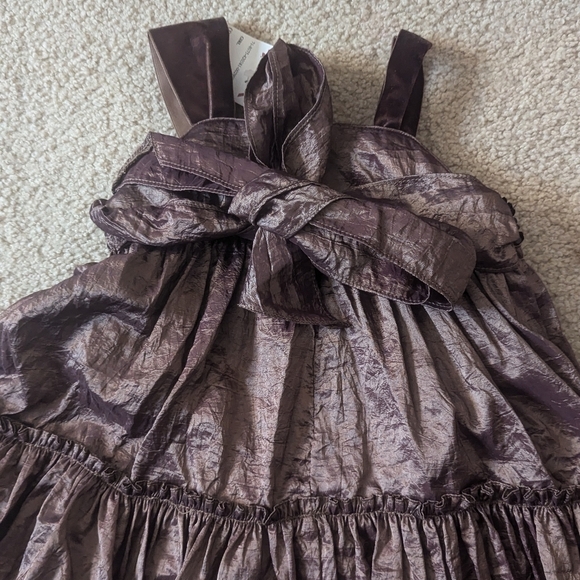 New with Tags Davis Charles Brown Sequin Puffy Formal Tiered Dress with Bow Sz2T - Picture 6 of 8
